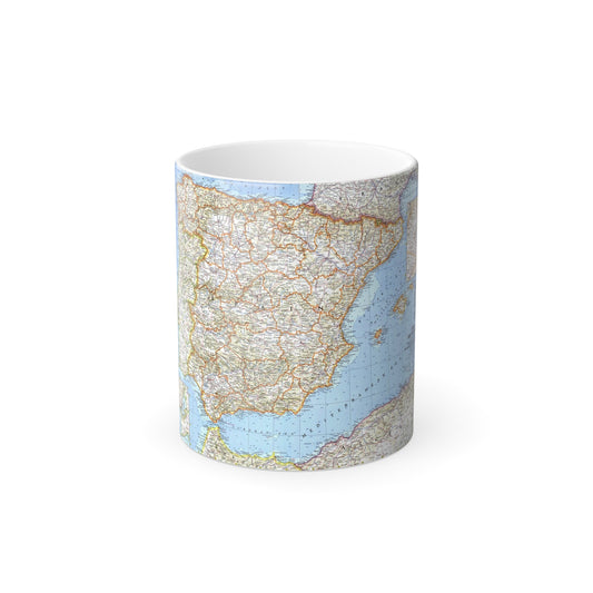 Spain and Portugal (1965) (Map) Color Changing Mug 11oz-11oz-The Sticker Space