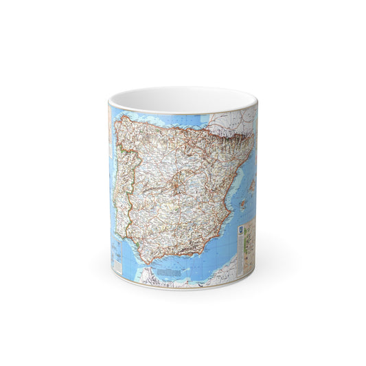 Spain and Portugal (1998) (Map) Color Changing Mug 11oz-11oz-The Sticker Space