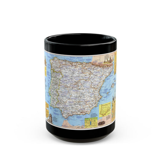 Spain and Portugal - A Traveller's Map 1 (1984) (Map) Black Coffee Mug-15oz-The Sticker Space