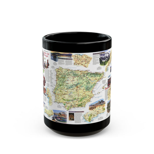 Spain and Portugal - A Traveller's Map (1998) (Map) Black Coffee Mug-15oz-The Sticker Space