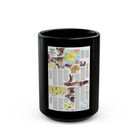 Spain and Portugal - A Traveller's Map 2 (1984) (Map) Black Coffee Mug-15oz-The Sticker Space