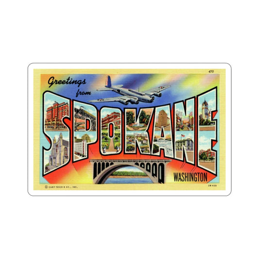 Spokane Washington (Greeting Cards) STICKER Vinyl Die-Cut Decal-6 Inch-The Sticker Space