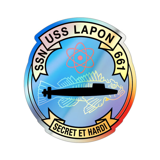 SSN USS Lapon 661 Secret ET Hardi (U.S. Navy) Holographic STICKER Die-Cut Vinyl Decal-6 Inch-The Sticker Space