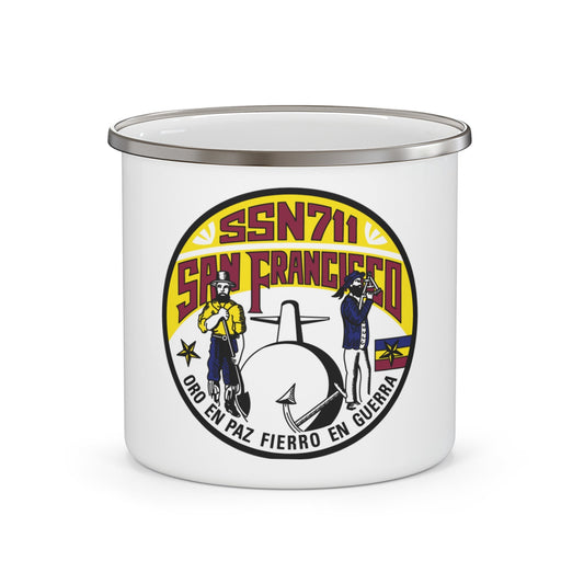 SSN711 San Francisco Oro En Paz Fierro En Guerra (U.S. Navy) Enamel Mug 12oz-12oz-The Sticker Space