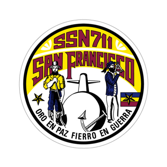 SSN711 San Francisco Oro En Paz Fierro En Guerra (U.S. Navy) STICKER Vinyl Die-Cut Decal-White-The Sticker Space