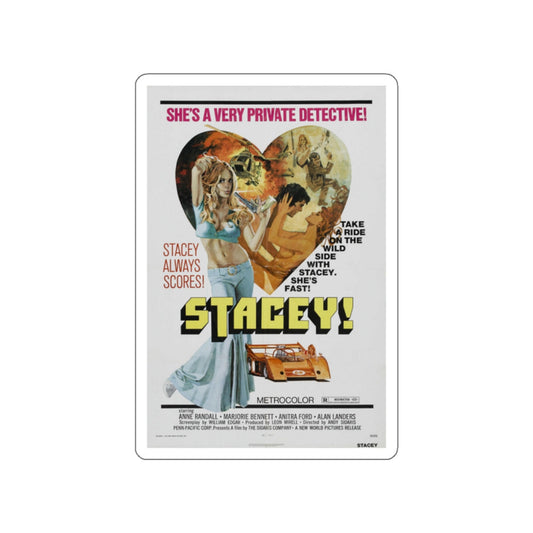 STACEY! 1973 Movie Poster STICKER Vinyl Die-Cut Decal-White-The Sticker Space