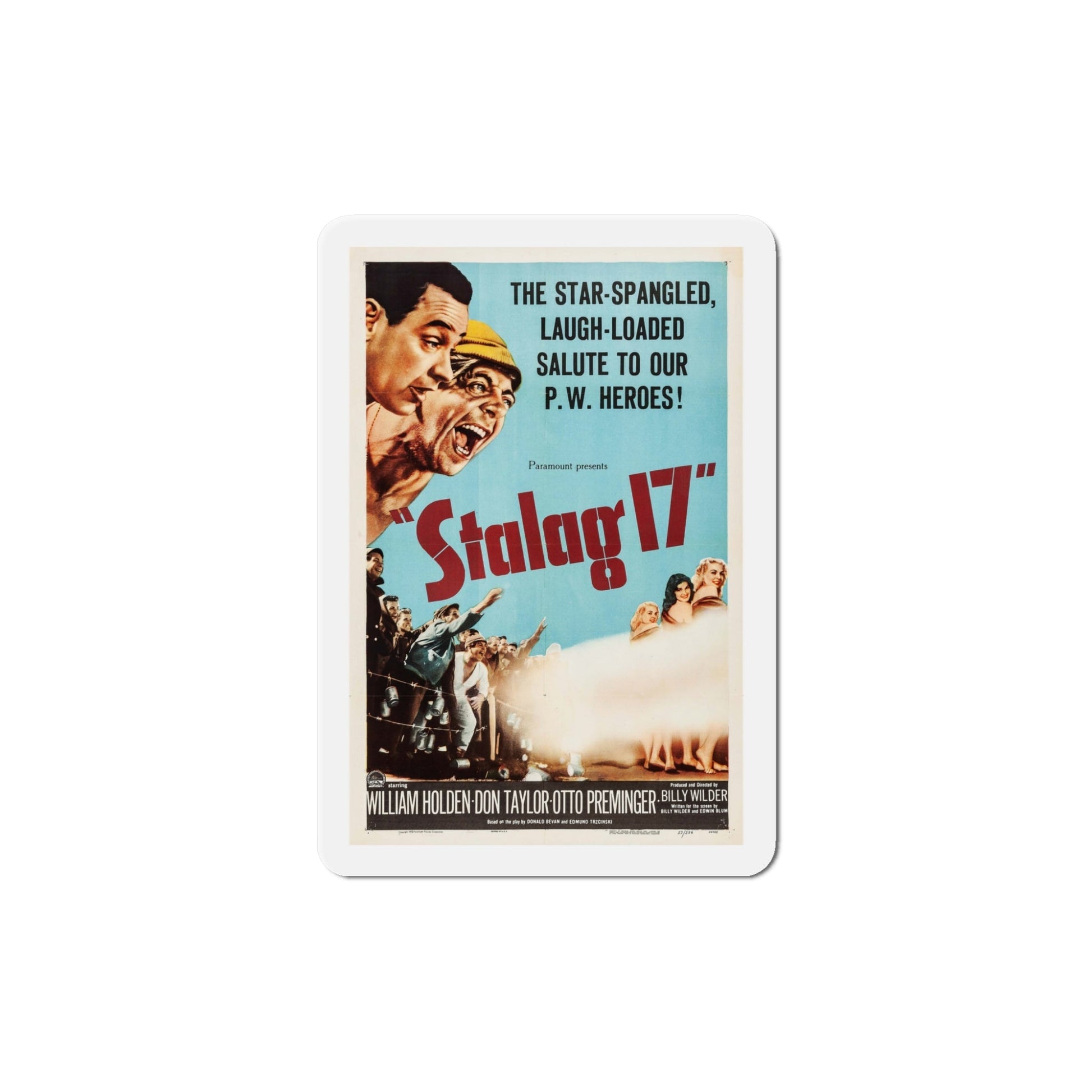 Stalag 17 1953 v3 Movie Poster Die-Cut Magnet-5 Inch-The Sticker Space