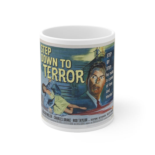 Step Down to Terror 1958 Movie Poster - White Coffee Cup 11oz-11oz-The Sticker Space