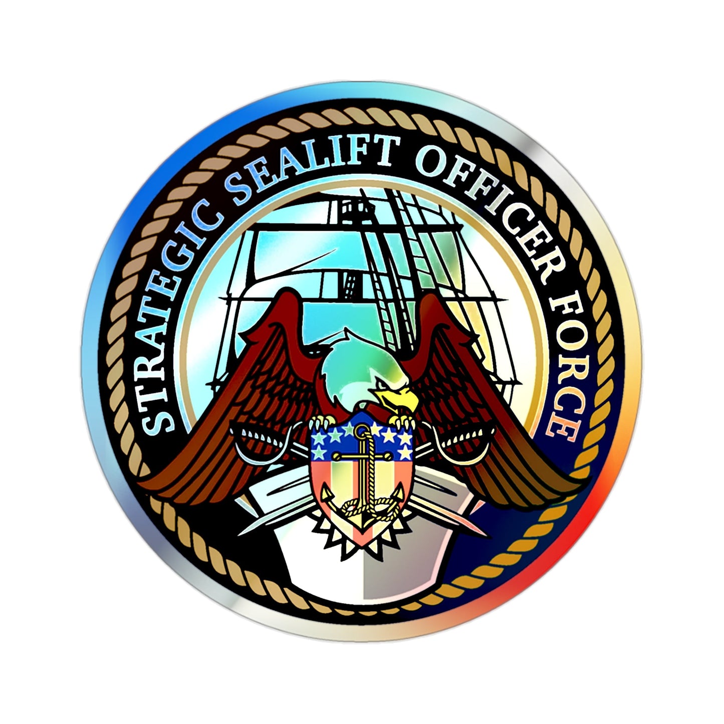 Strategic Sealift Officer Force (U.S. Navy) Holographic STICKER Die-Cut Vinyl Decal-2 Inch-The Sticker Space