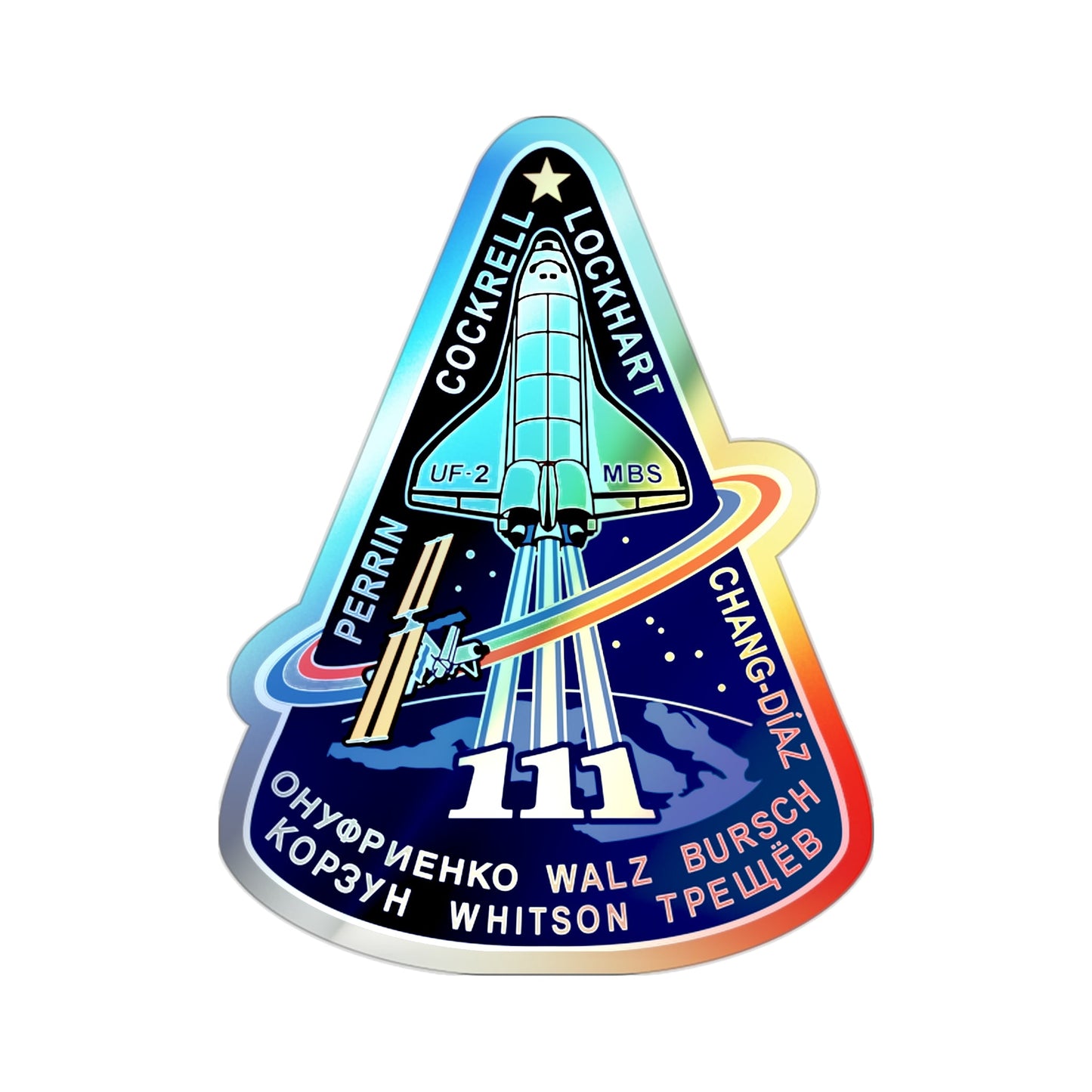 STS 111 (NASA) Holographic STICKER Die-Cut Vinyl Decal-2 Inch-The Sticker Space