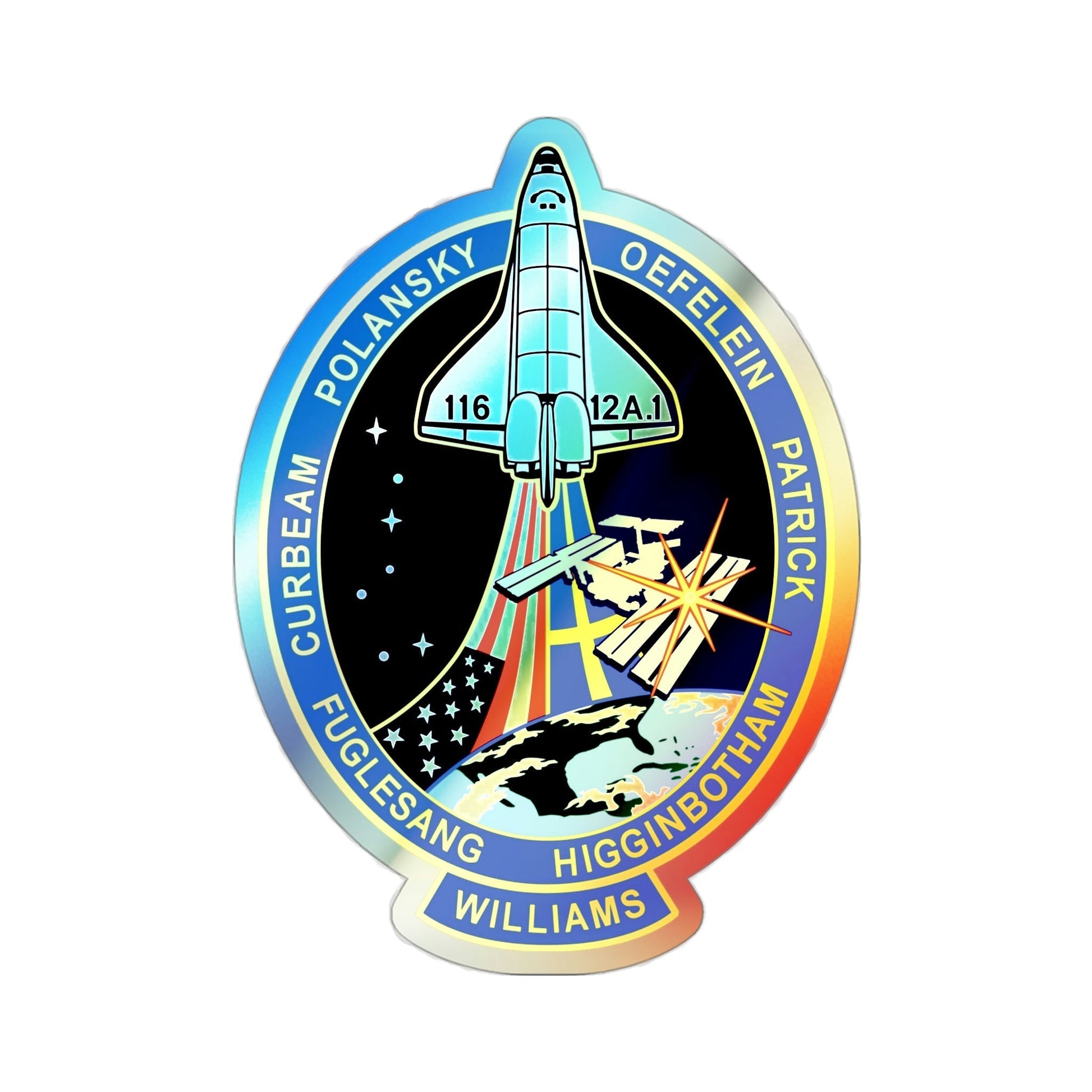 STS 116 (NASA) Holographic STICKER Die-Cut Vinyl Decal-3 Inch-The Sticker Space