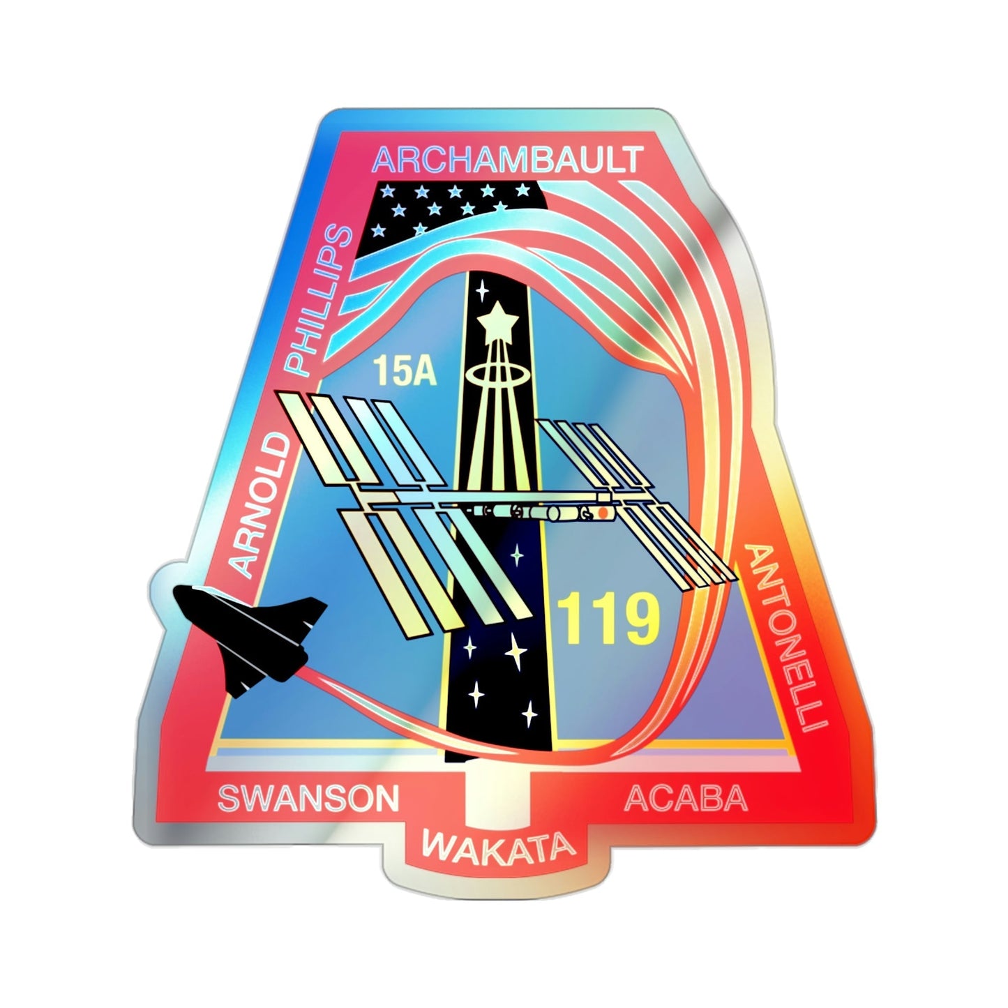 STS 119 (NASA) Holographic STICKER Die-Cut Vinyl Decal-2 Inch-The Sticker Space