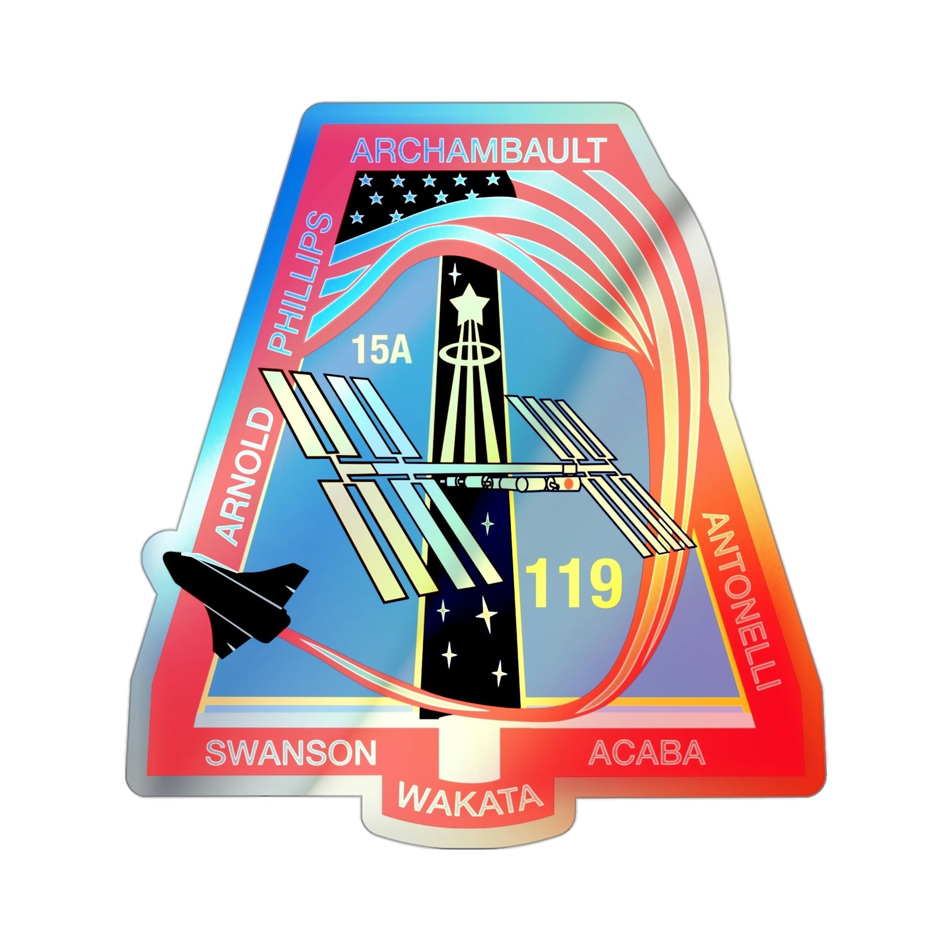 STS 119 (NASA) Holographic STICKER Die-Cut Vinyl Decal-3 Inch-The Sticker Space