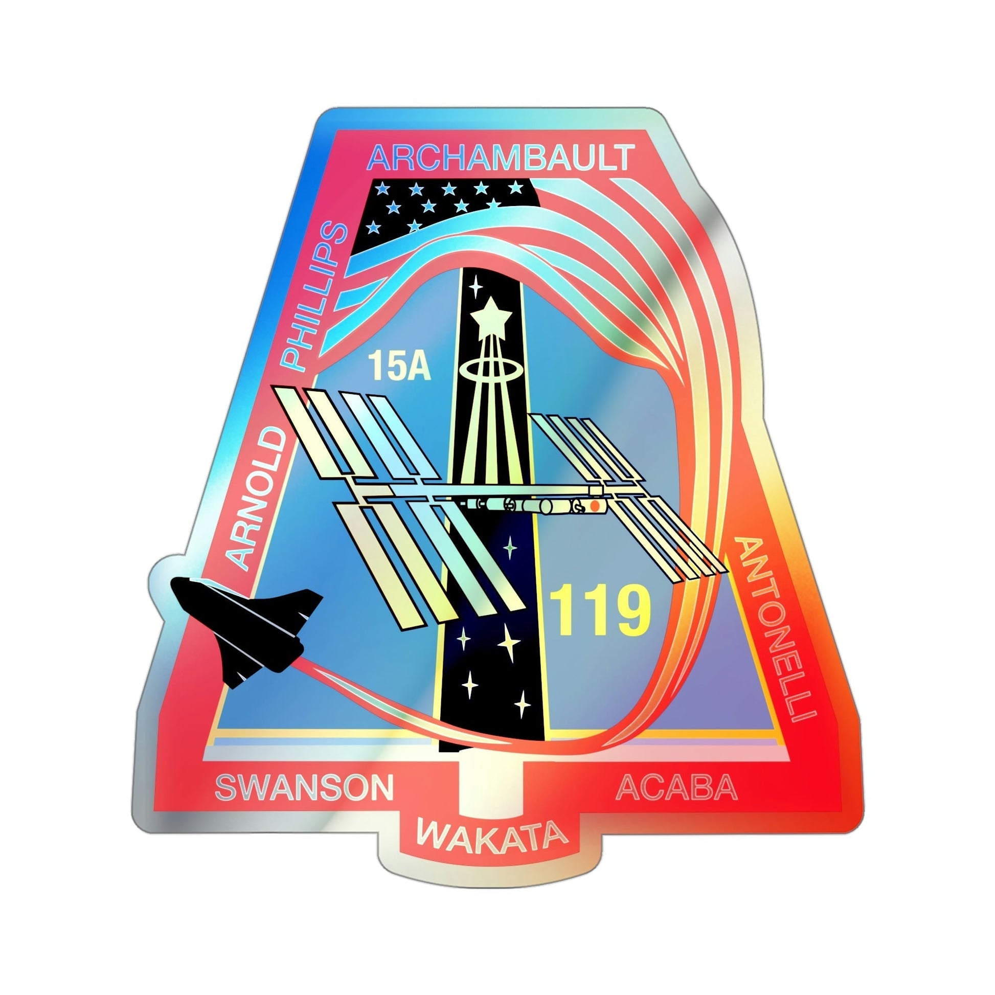 STS 119 (NASA) Holographic STICKER Die-Cut Vinyl Decal-4 Inch-The Sticker Space