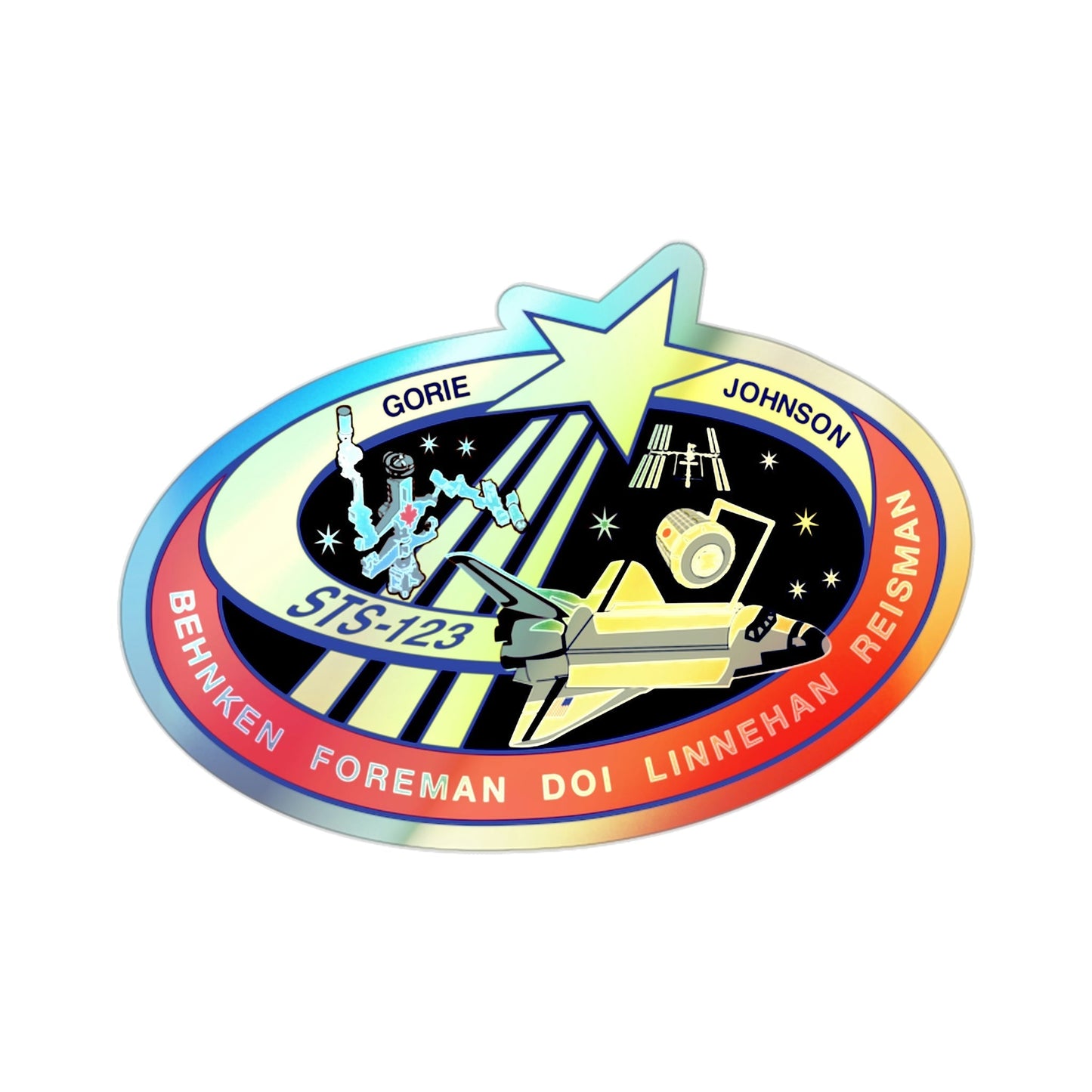 STS 123 (NASA) Holographic STICKER Die-Cut Vinyl Decal-2 Inch-The Sticker Space
