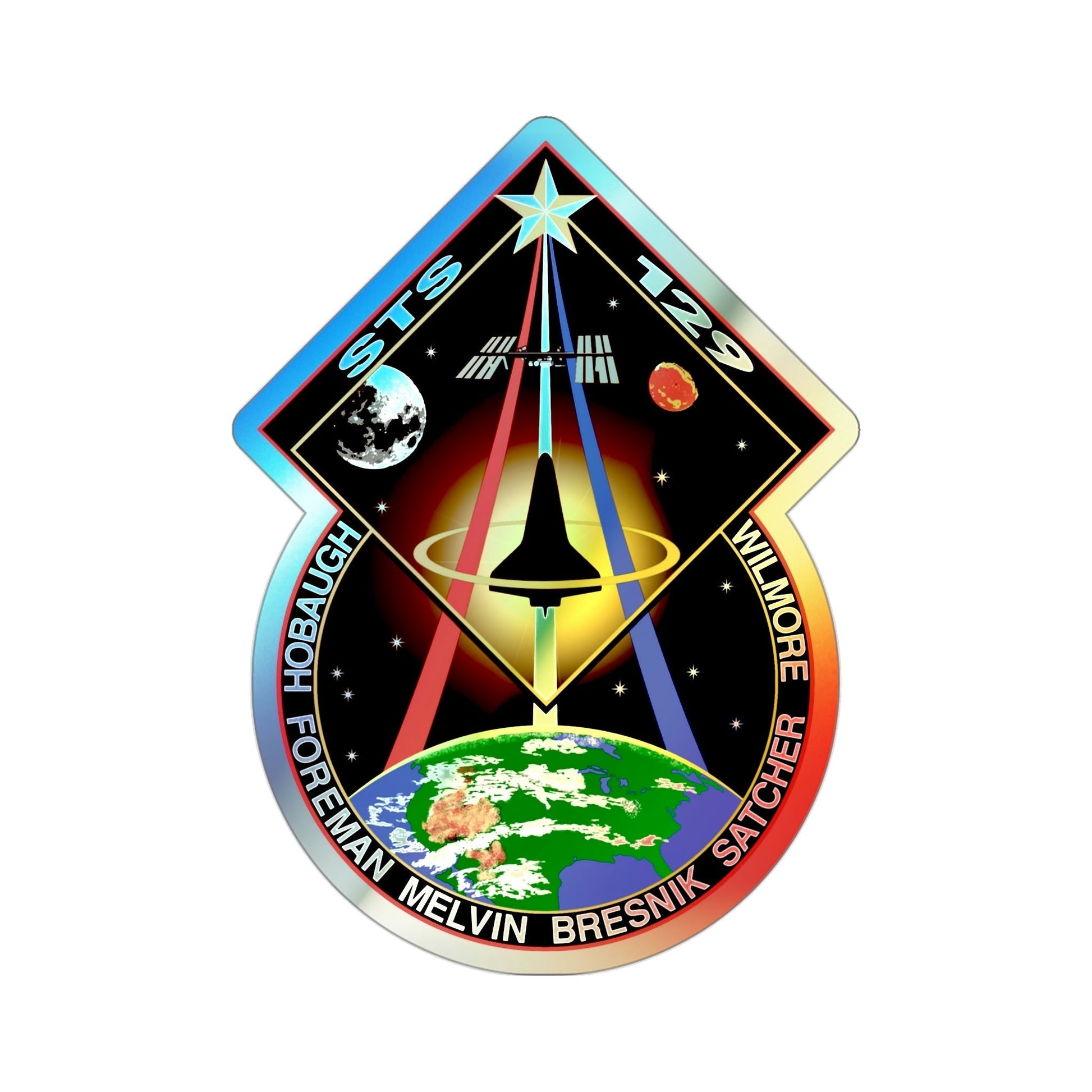 STS 129 (NASA) Holographic STICKER Die-Cut Vinyl Decal-3 Inch-The Sticker Space