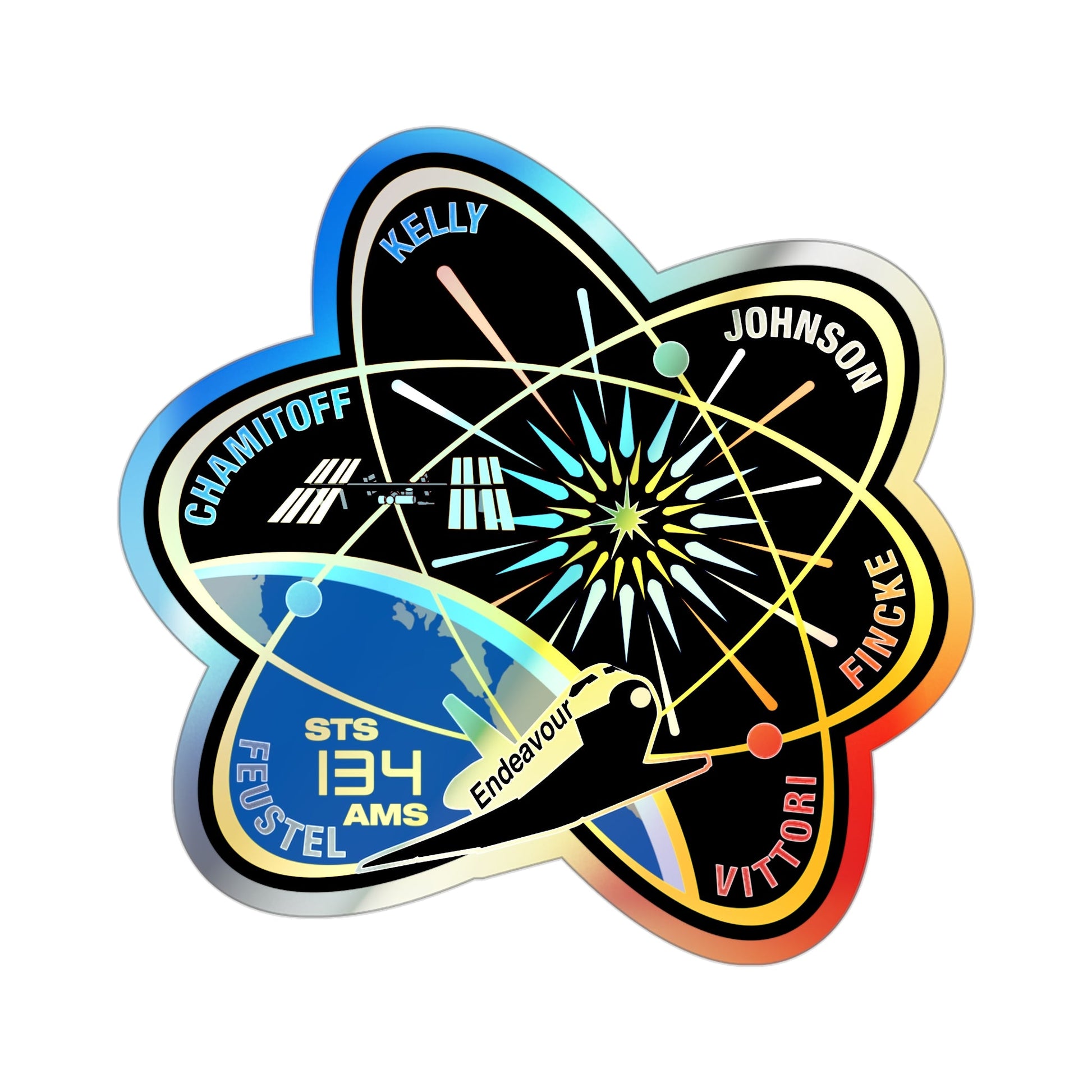 STS 134 (NASA) Holographic STICKER Die-Cut Vinyl Decal-3 Inch-The Sticker Space