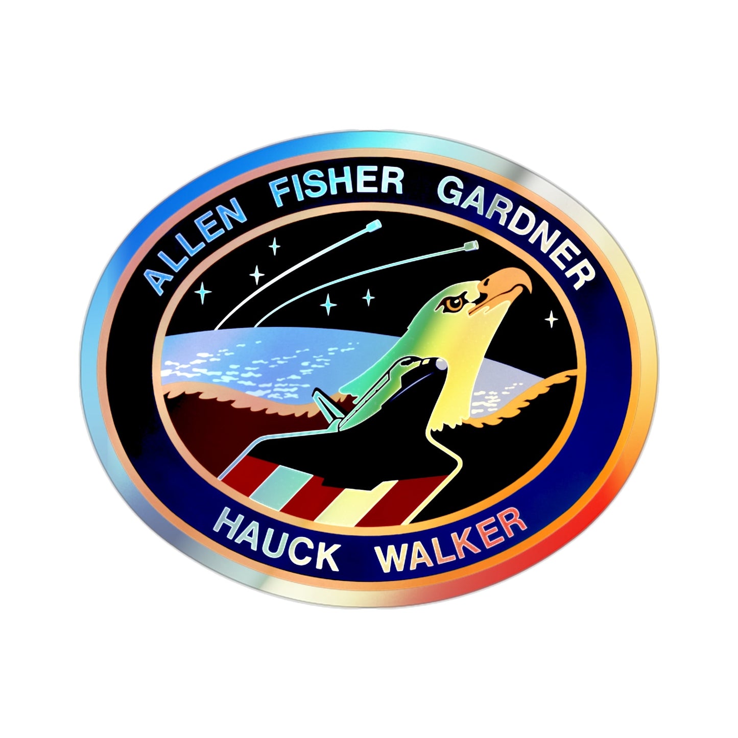 STS 51 A (NASA) Holographic STICKER Die-Cut Vinyl Decal-2 Inch-The Sticker Space