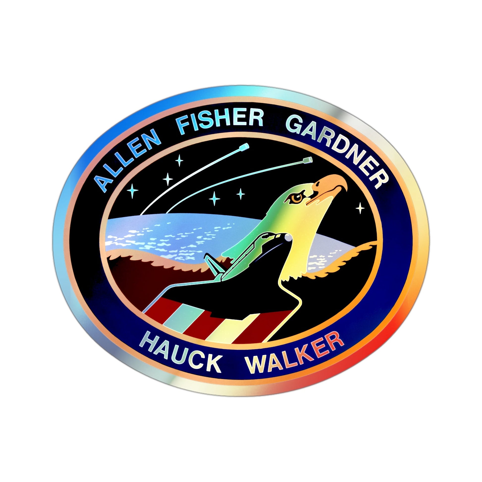 STS 51 A (NASA) Holographic STICKER Die-Cut Vinyl Decal-3 Inch-The Sticker Space
