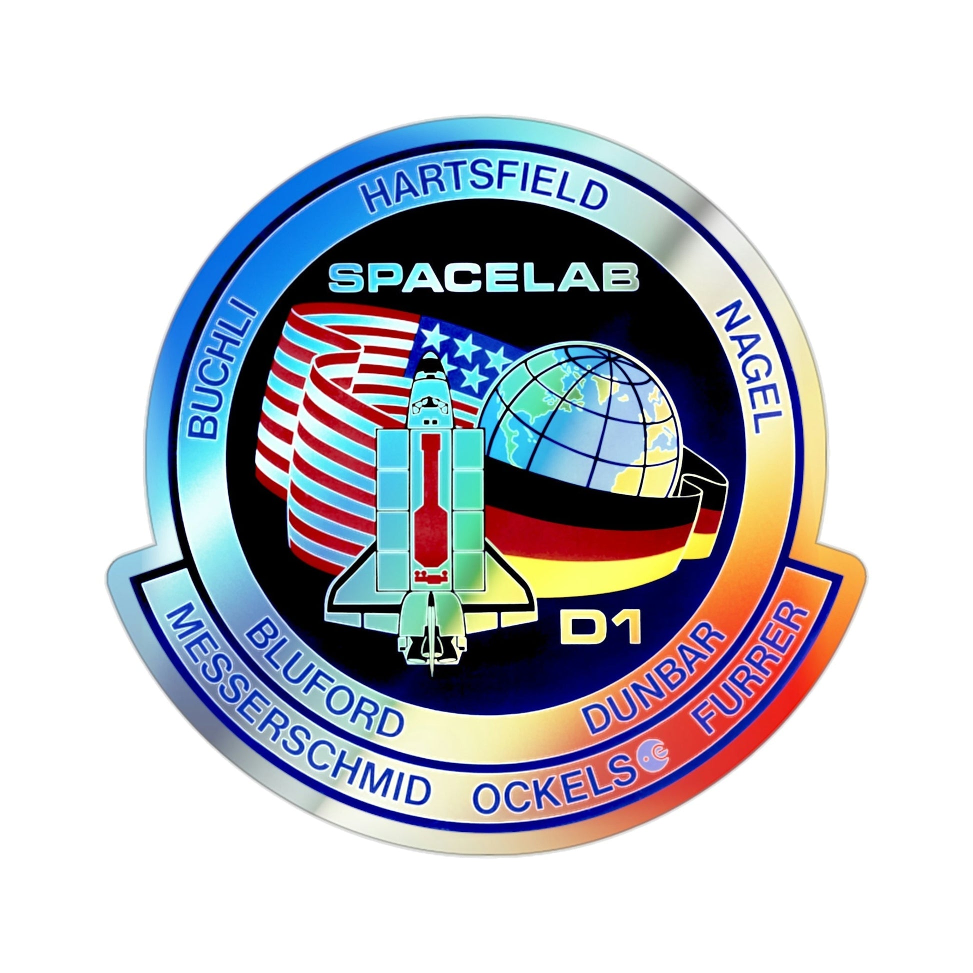 STS 61 A (NASA) Holographic STICKER Die-Cut Vinyl Decal-2 Inch-The Sticker Space