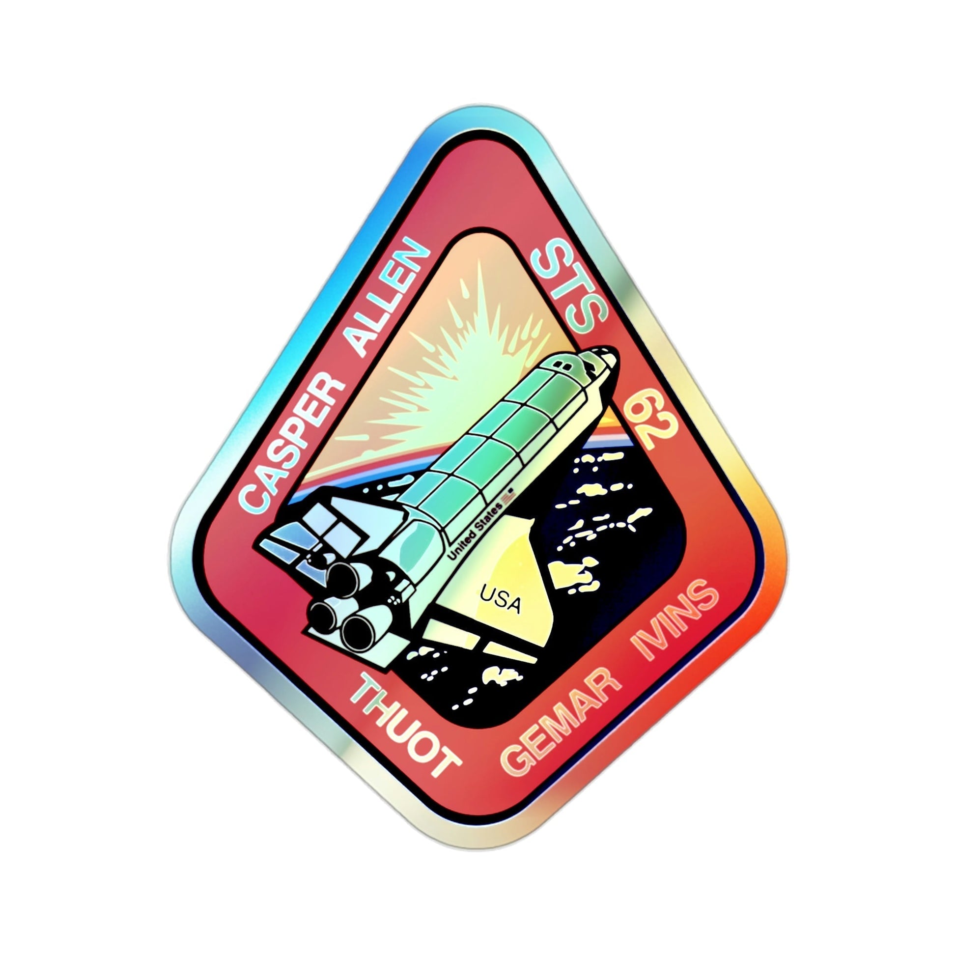 STS 62 (NASA) Holographic STICKER Die-Cut Vinyl Decal-2 Inch-The Sticker Space