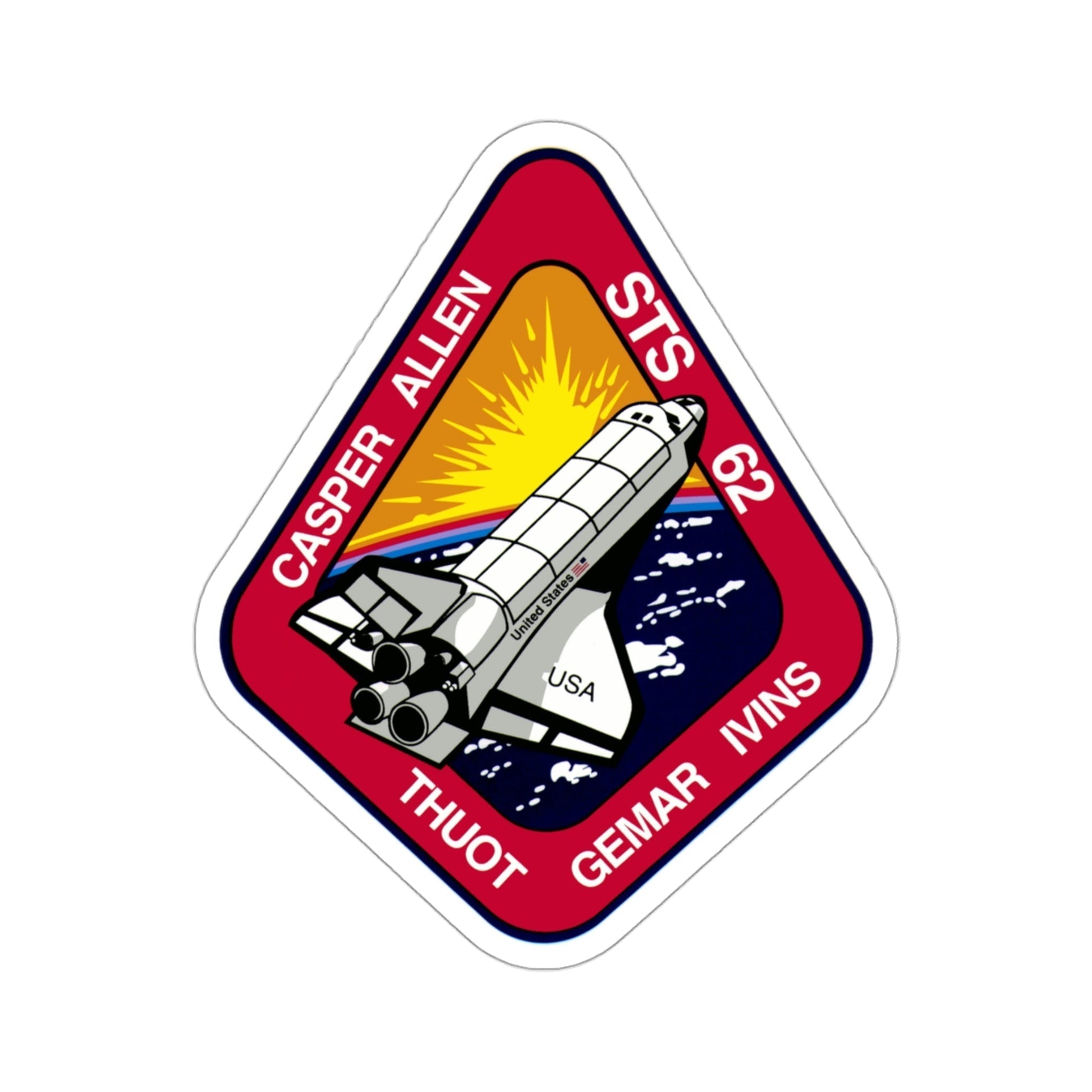 STS 62 Patch NASA STICKER Vinyl Die-Cut Decal-3 Inch-The Sticker Space
