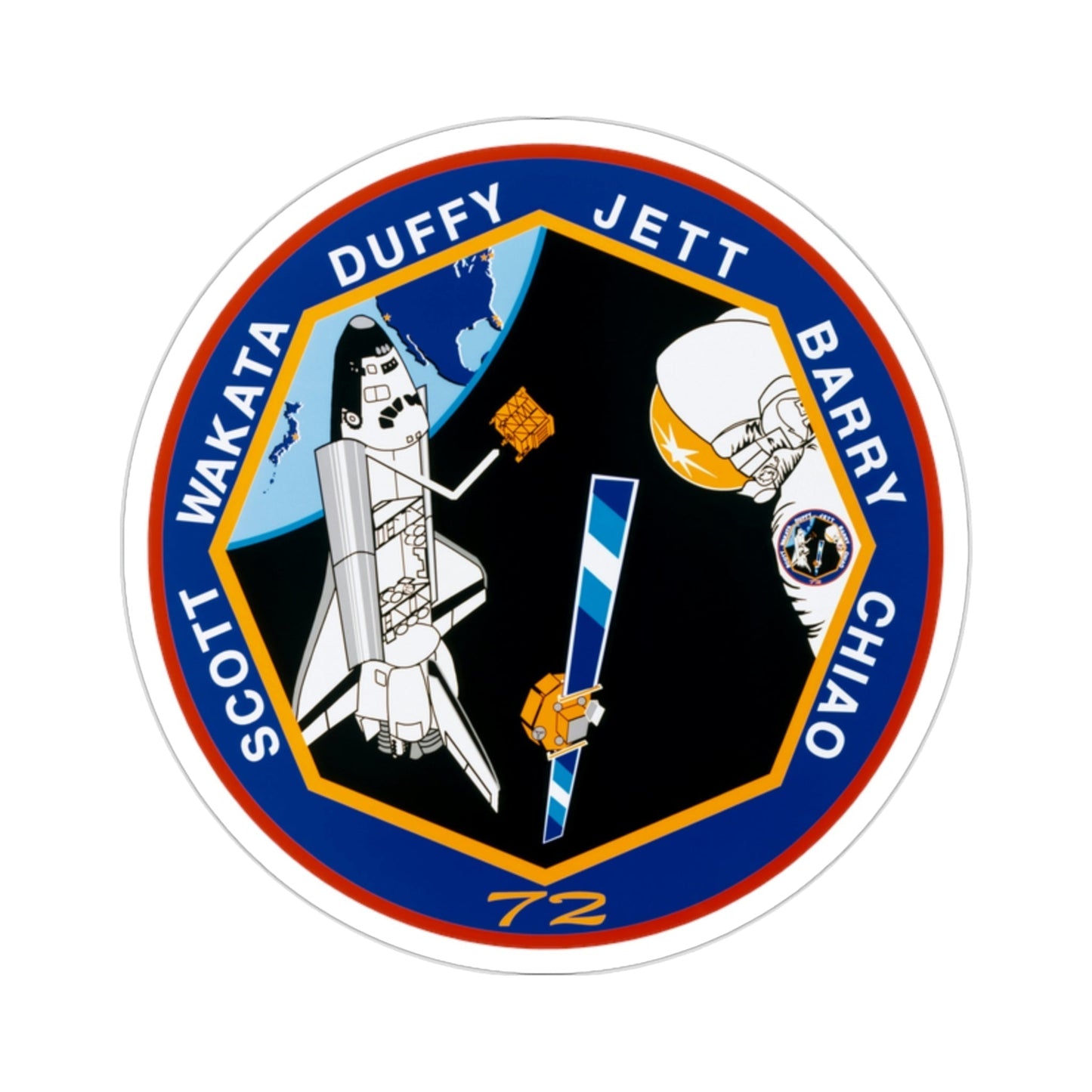 STS 72 Patch NASA STICKER Vinyl Die-Cut Decal-2 Inch-The Sticker Space