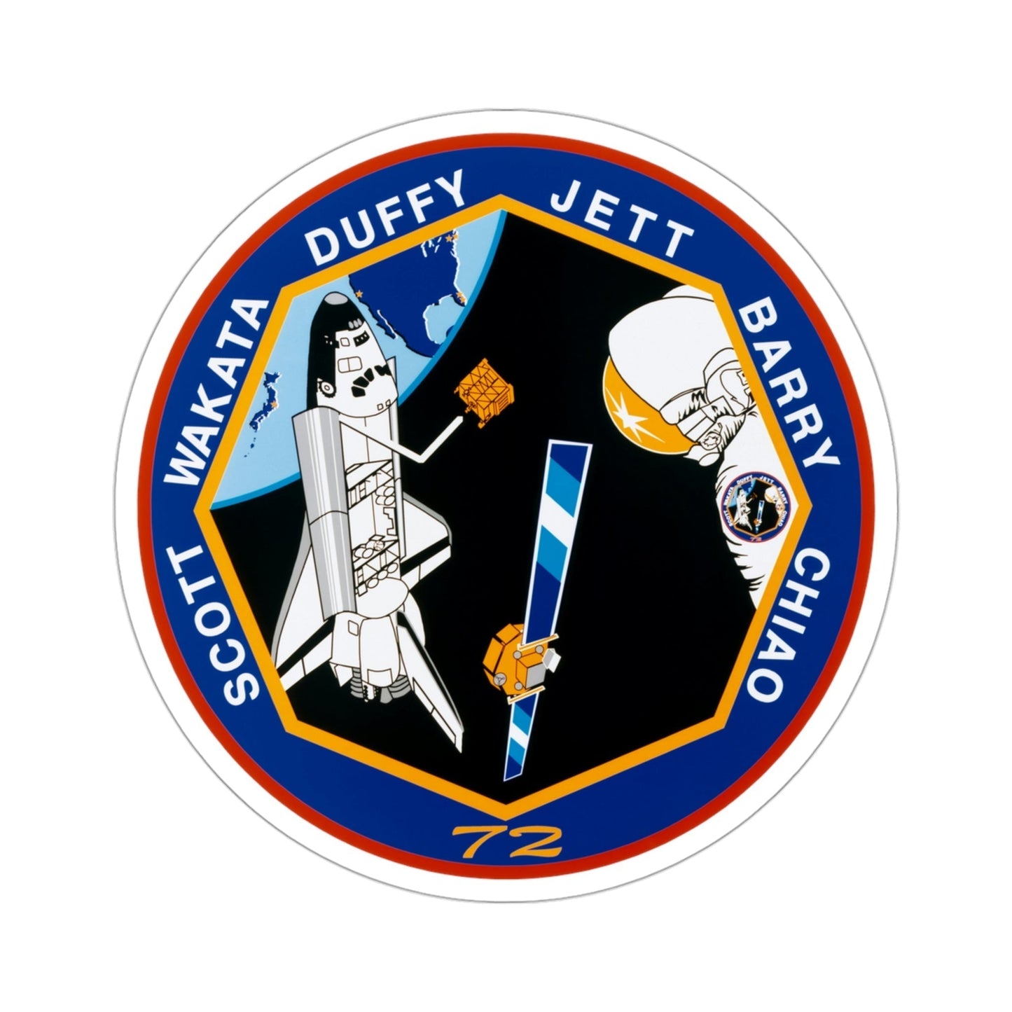 STS 72 Patch NASA STICKER Vinyl Die-Cut Decal-3 Inch-The Sticker Space