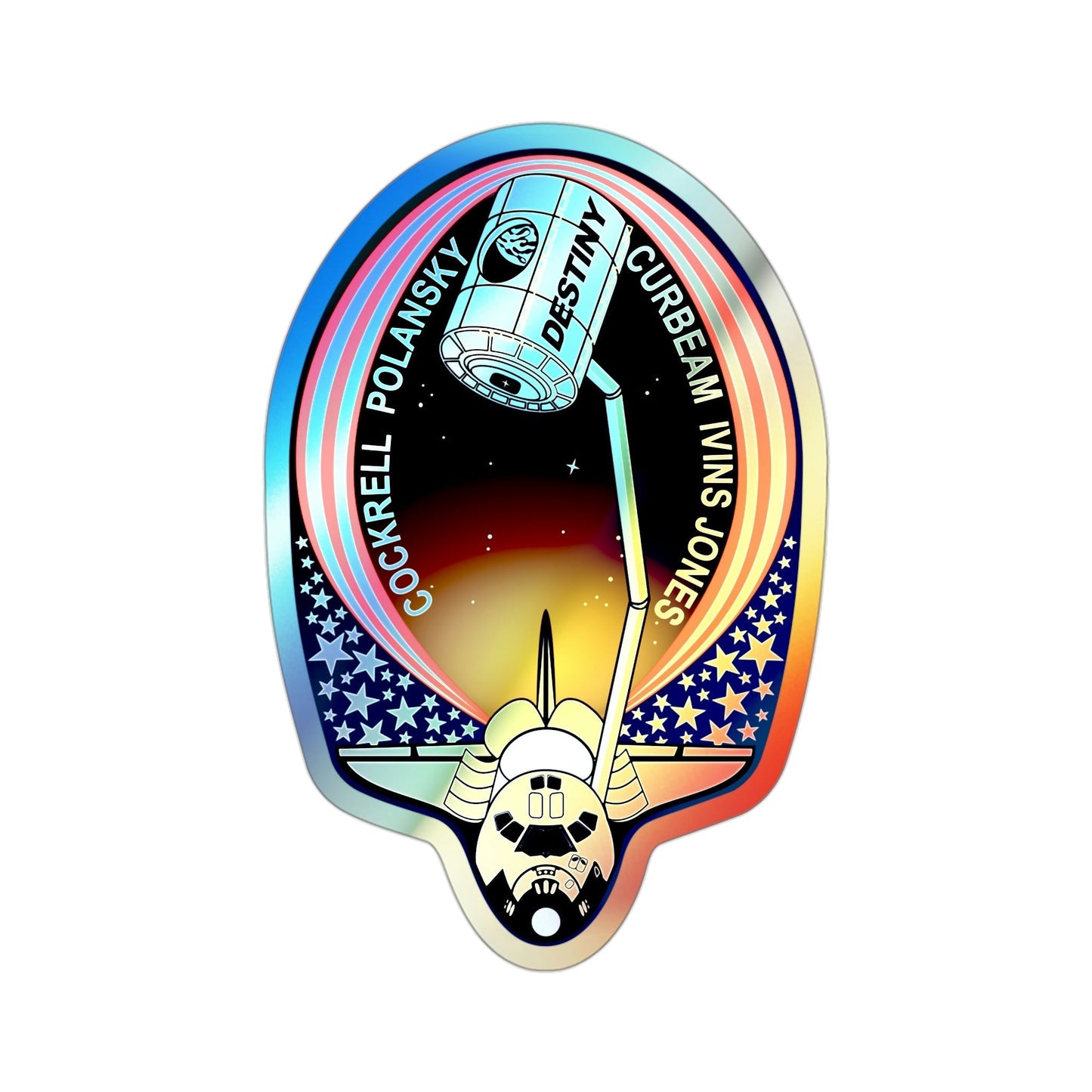 STS 98 (NASA) Holographic STICKER Die-Cut Vinyl Decal-3 Inch-The Sticker Space