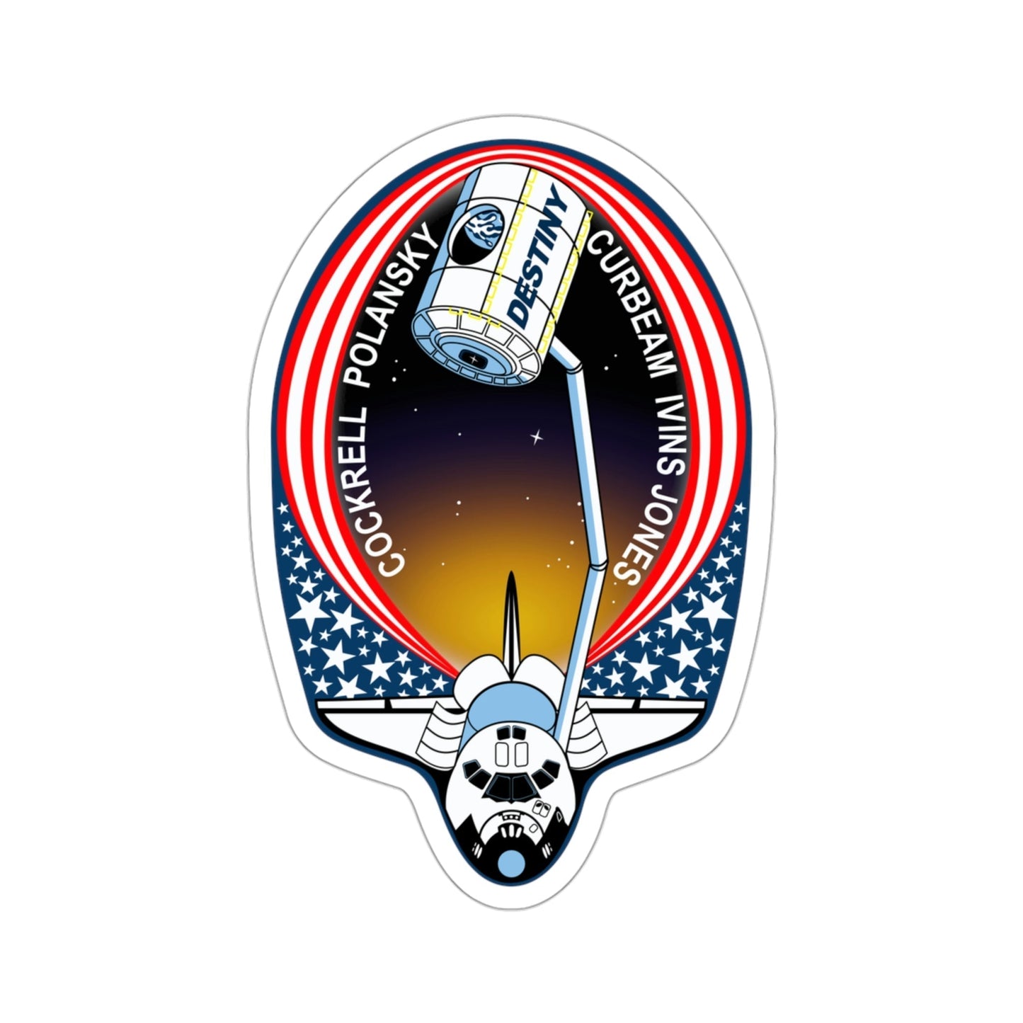 STS 98 Patch NASA STICKER Vinyl Die-Cut Decal-3 Inch-The Sticker Space