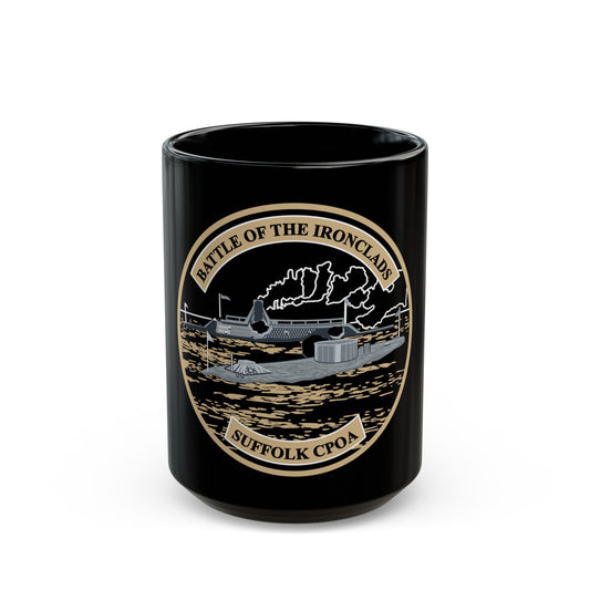 Suffolk Battle of the Iron Clads (U.S. Navy) Black Coffee Mug-15oz-The Sticker Space
