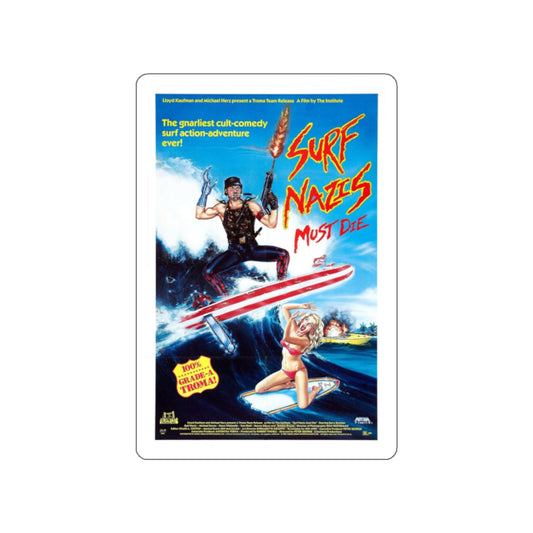 SURF NAZI'S MUST DIE 1987 Movie Poster STICKER Vinyl Die-Cut Decal-White-The Sticker Space