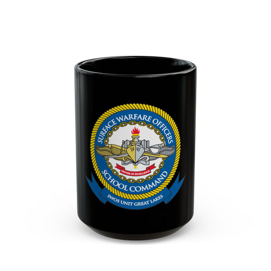 Surface Warfare Officer School Command Great Lakes (U.S. Navy) Black Coffee Mug-15oz-The Sticker Space