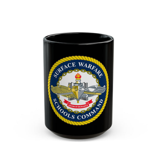Surface Warfare Schools Command (U.S. Navy) Black Coffee Mug-15oz-The Sticker Space