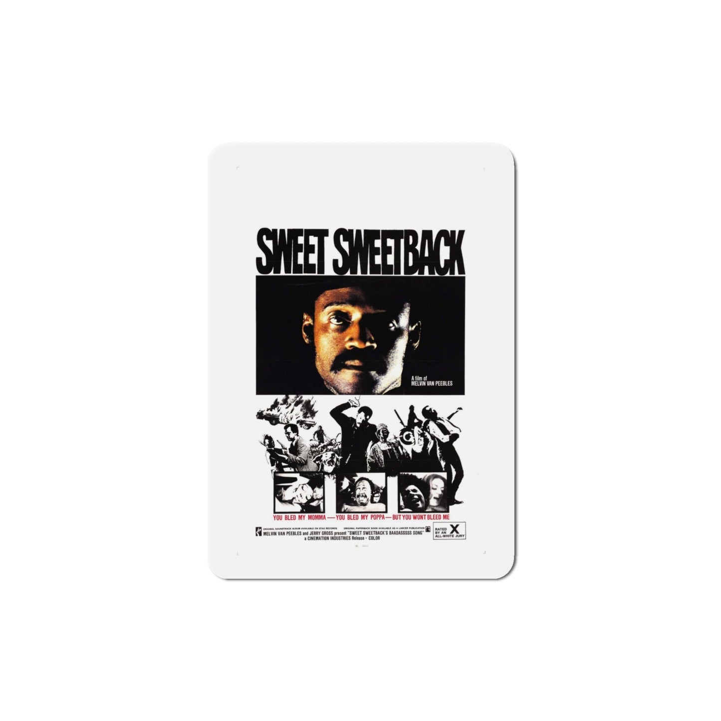 Sweet Sweetback's Baadasssss Song 1971 Movie Poster Die-Cut Magnet-4 Inch-The Sticker Space