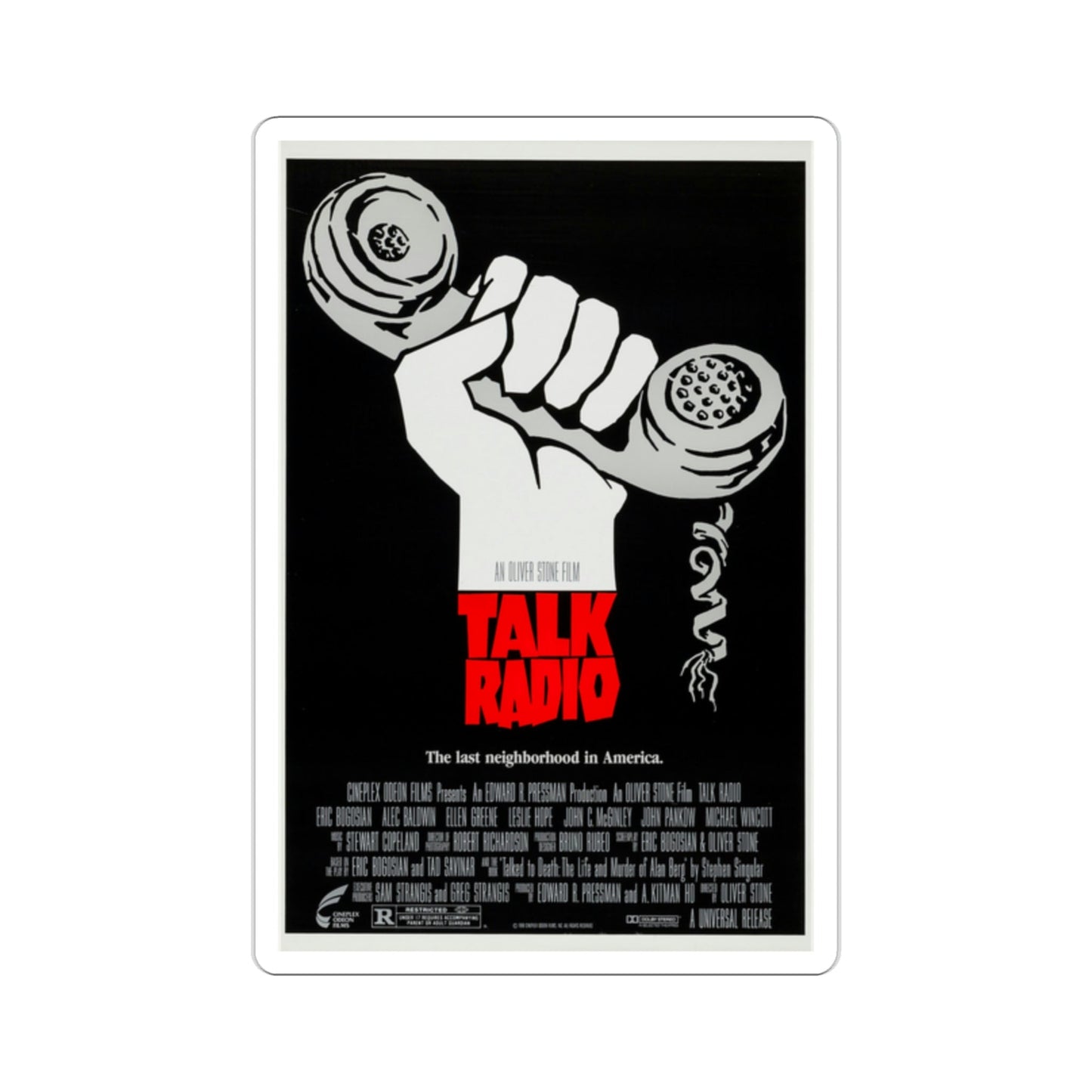 Talk Radio 1988 Movie Poster STICKER Vinyl Die-Cut Decal-2 Inch-The Sticker Space
