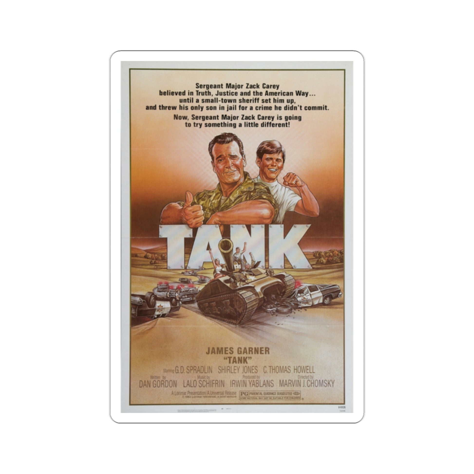 Tank 1984 Movie Poster STICKER Vinyl Die-Cut Decal-2 Inch-The Sticker Space