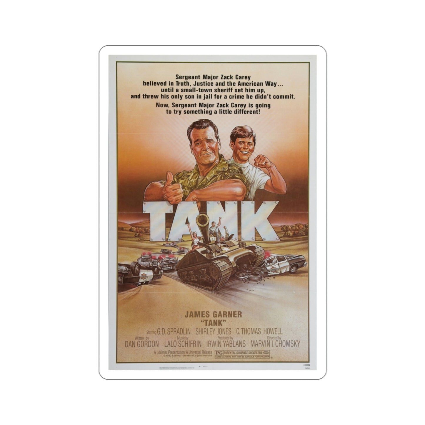 Tank 1984 Movie Poster STICKER Vinyl Die-Cut Decal-3 Inch-The Sticker Space