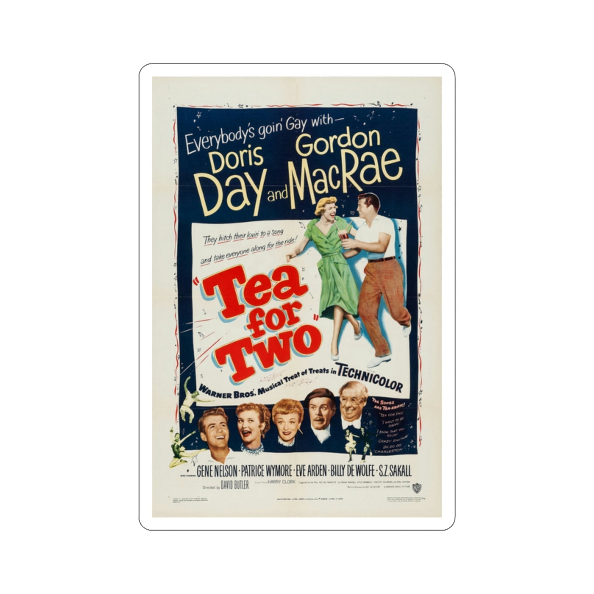 Tea for Two 1950 Movie Poster STICKER Vinyl Die-Cut Decal-2 Inch-The Sticker Space
