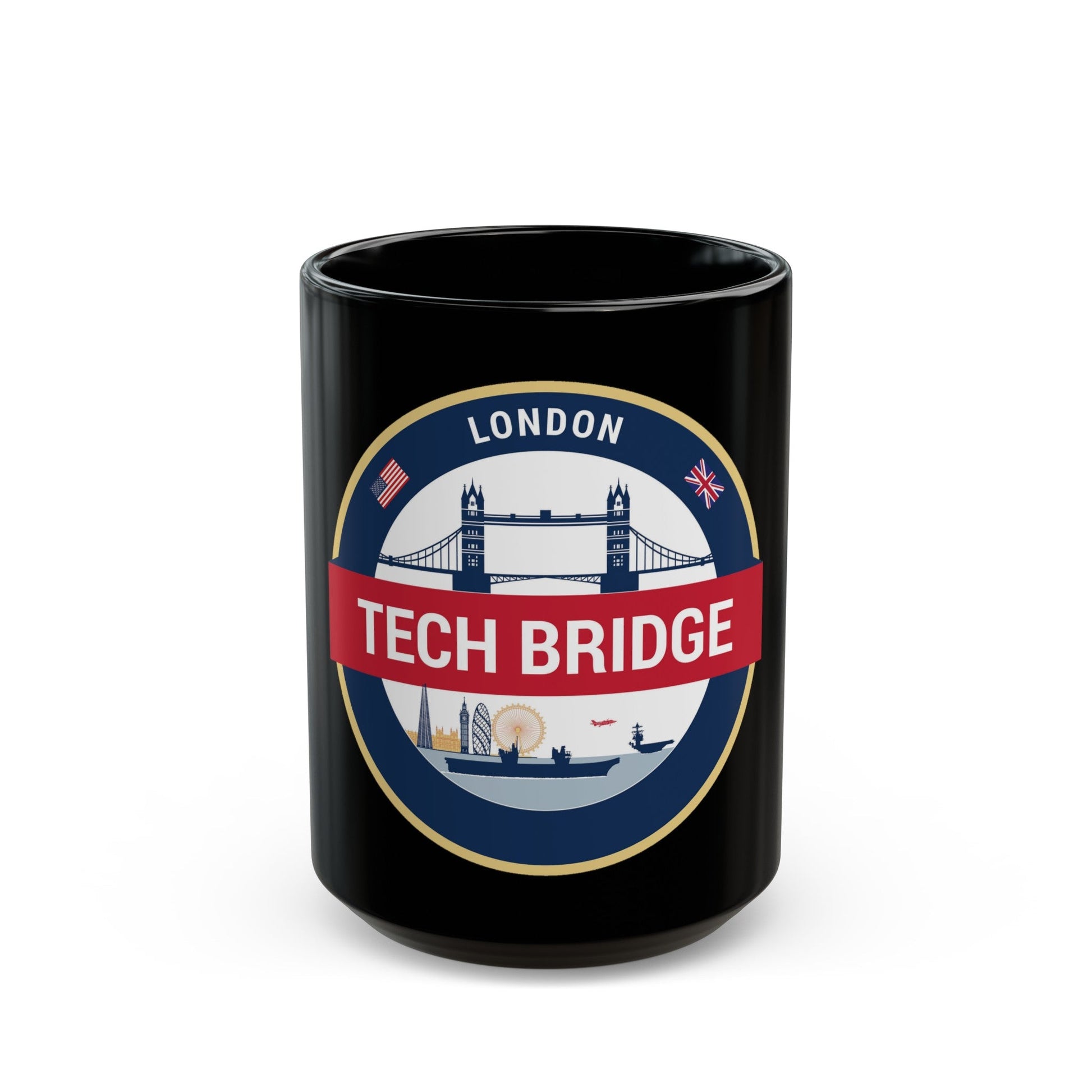 Tech Bridge London (U.S. Navy) Black Coffee Mug-15oz-The Sticker Space