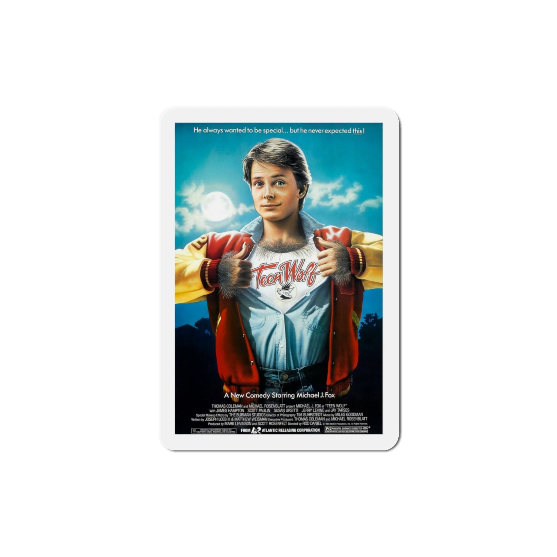 Teen Wolf 1985 Movie Poster Die-Cut Magnet-3" x 3"-The Sticker Space