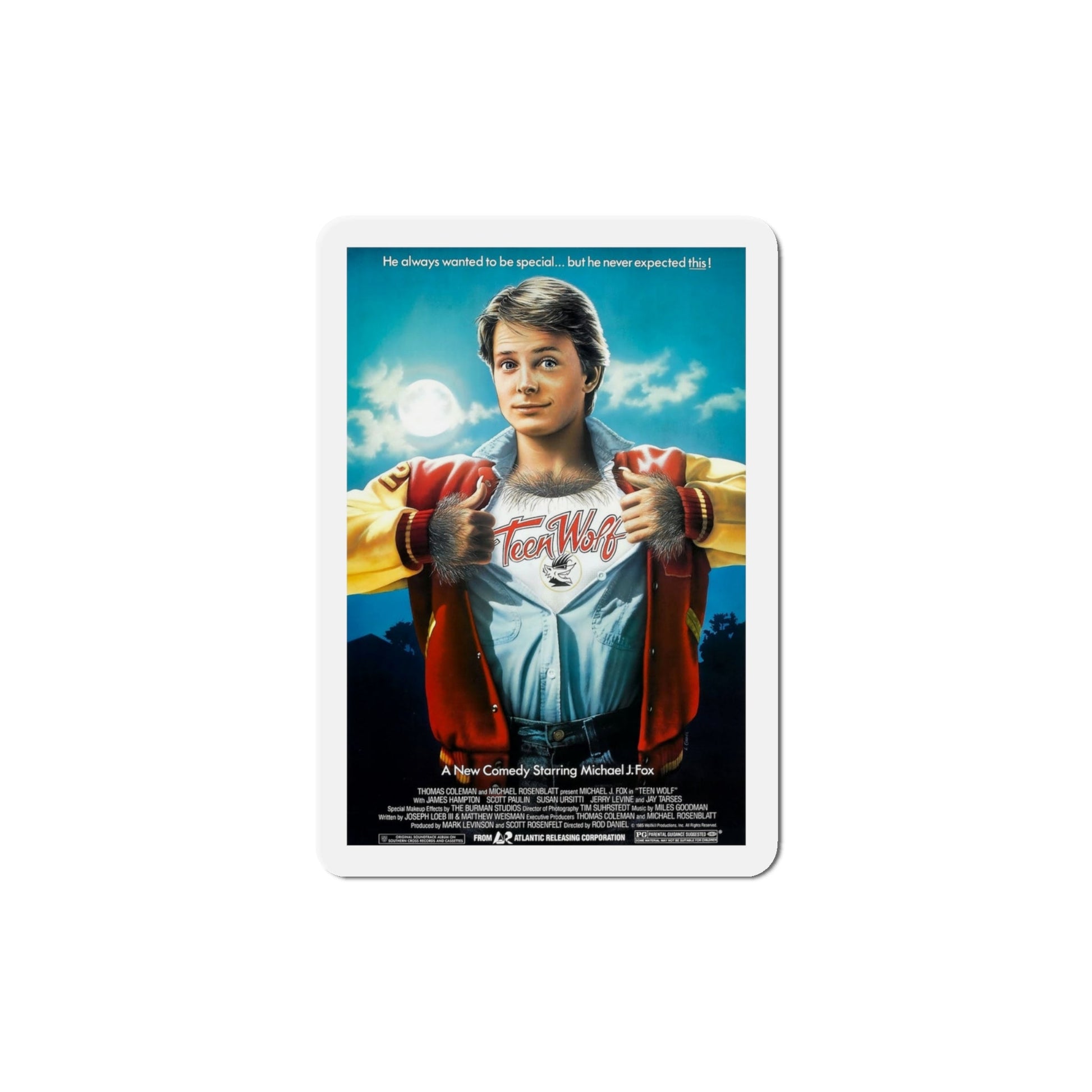 Teen Wolf 1985 Movie Poster Die-Cut Magnet-4" x 4"-The Sticker Space