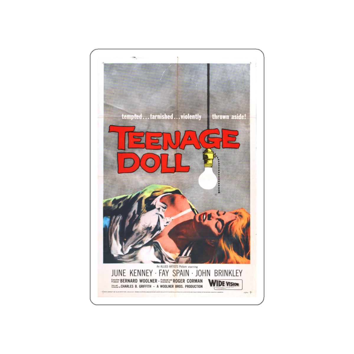 TEENAGE DOLL 1957 Movie Poster STICKER Vinyl Die-Cut Decal-White-The Sticker Space