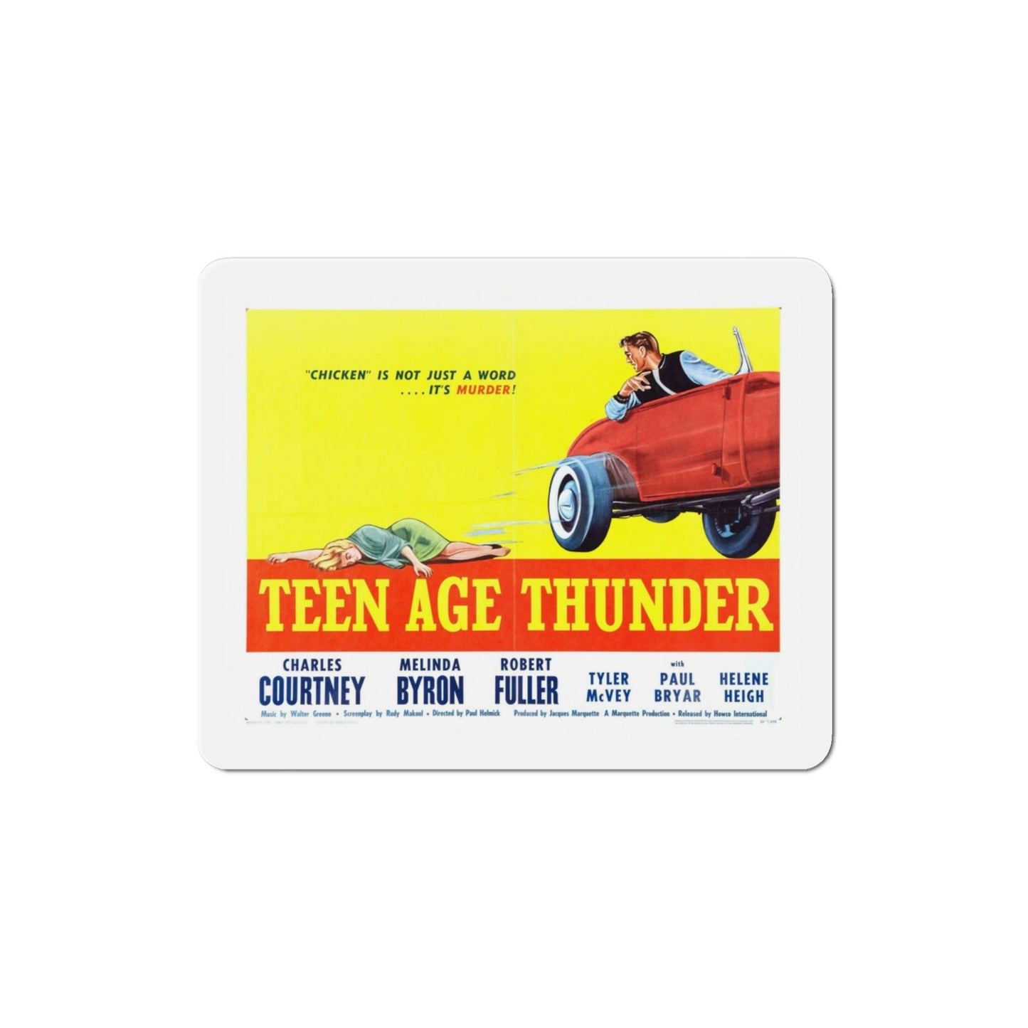 Teenage Thunder 1957 v2 Movie Poster Die-Cut Magnet-3 Inch-The Sticker Space