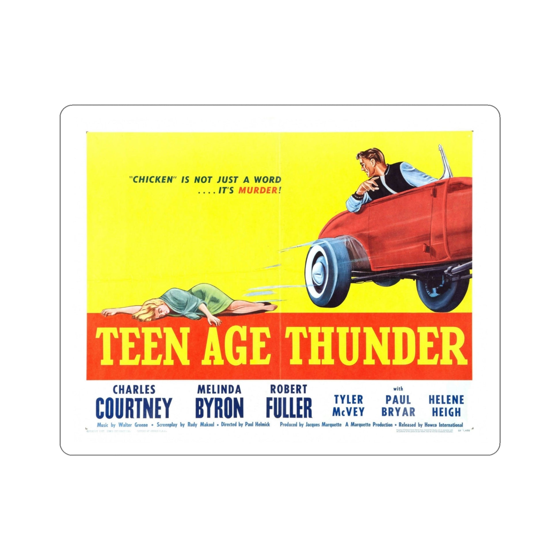 Teenage Thunder 1957 v2 Movie Poster STICKER Vinyl Die-Cut Decal-4 Inch-The Sticker Space