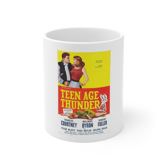 Teenage Thunder 1957 v2 Movie Poster - White Coffee Cup 11oz-11oz-The Sticker Space