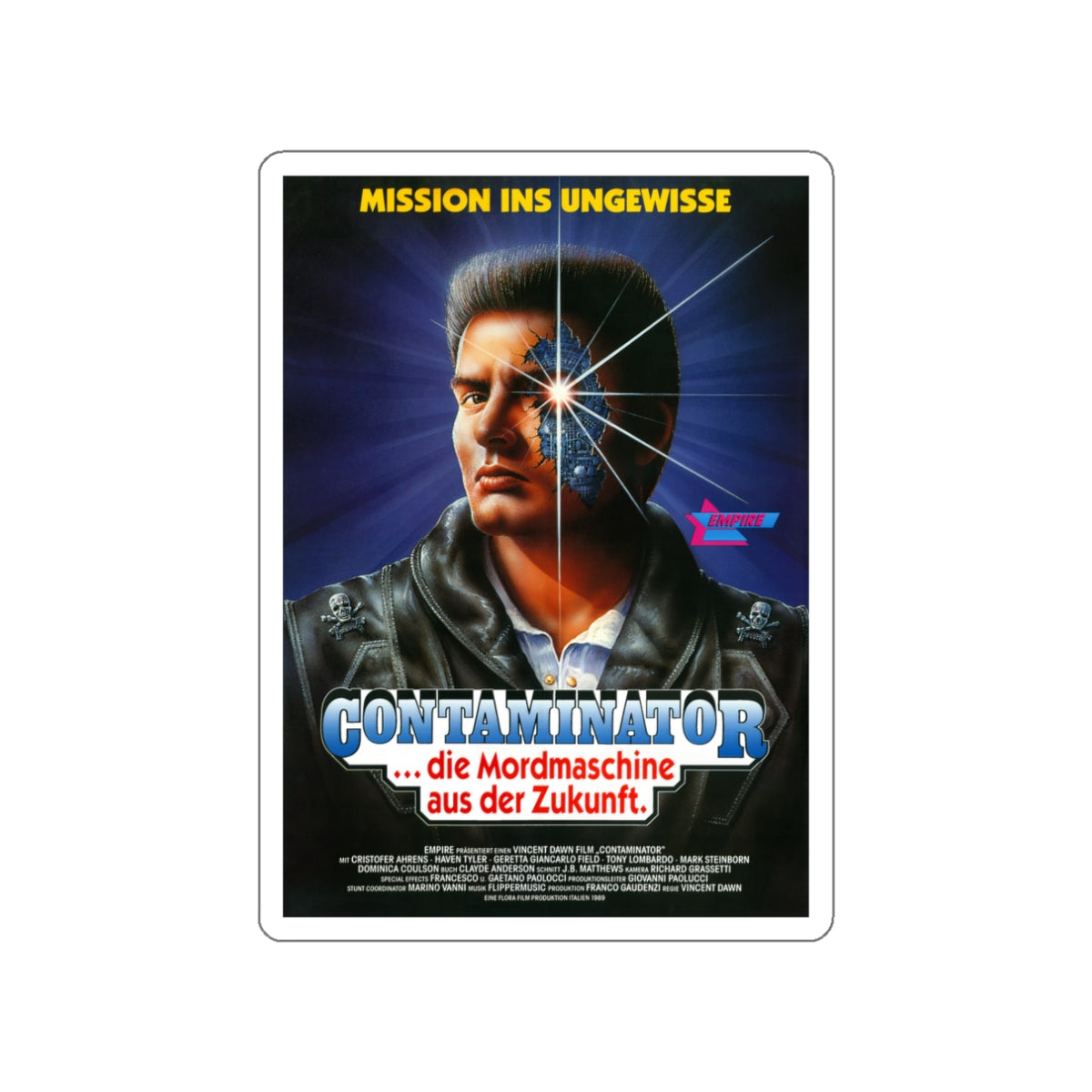 TERMINATOR 2 (SHOCKING DARK) GERMAN 1989 Movie Poster STICKER Vinyl Die-Cut Decal-White-The Sticker Space