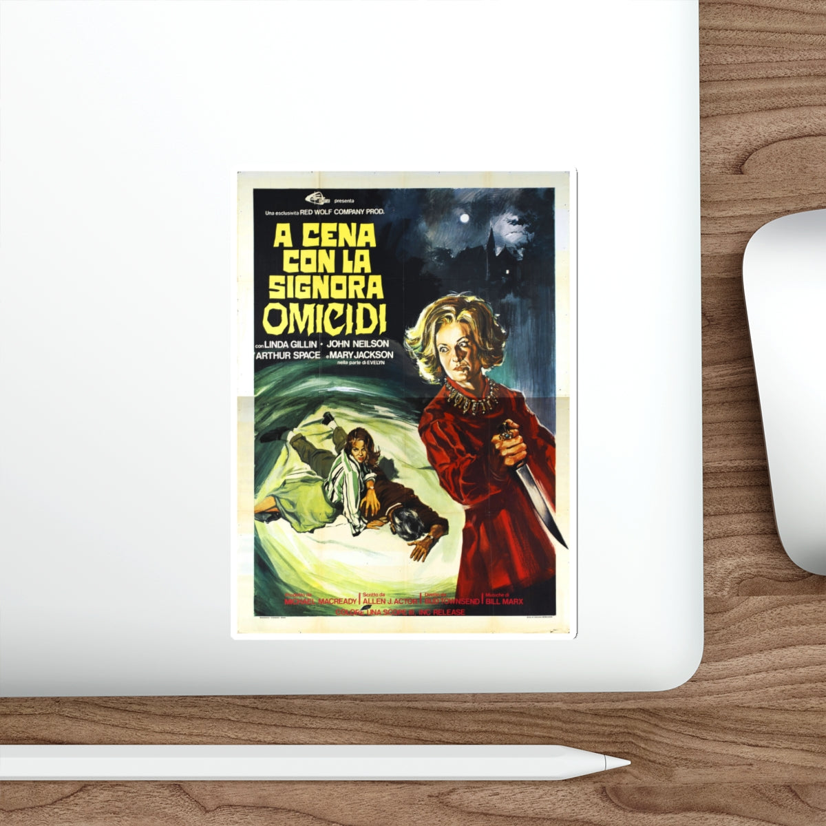 TERROR AT RED WOLF INN (ITALIAN) 1972 Movie Poster STICKER Vinyl Die-Cut Decal-The Sticker Space