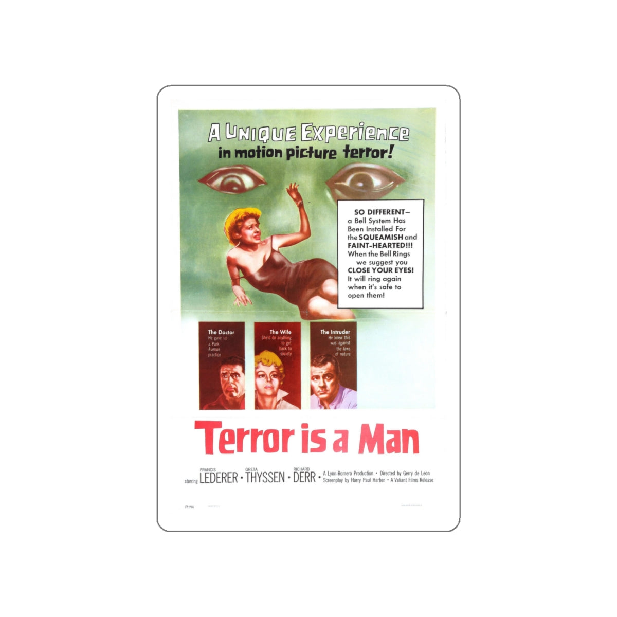 TERROR IS A MAN 1959 Movie Poster STICKER Vinyl Die-Cut Decal-White-The Sticker Space