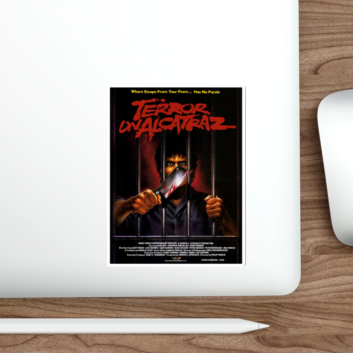 TERROR ON ALCATRAZ 1987 Movie Poster STICKER Vinyl Die-Cut Decal-The Sticker Space
